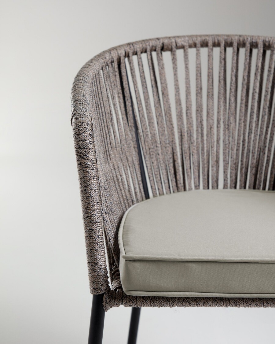 Silla Yanet cuerda gris y patas de acero galvanizado