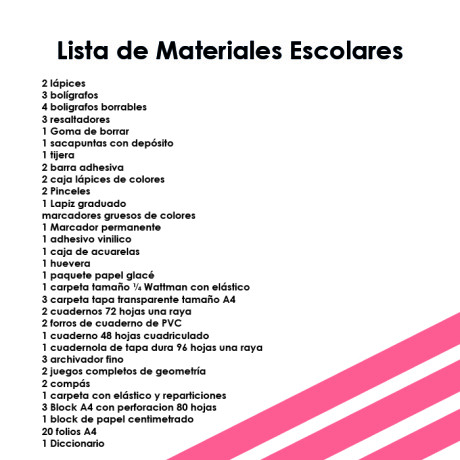 Lista de Materiales Escolares Colegio Aleman - 6º Escuela Pocitos Lista de Materiales Escolares Colegio Aleman - 6º Escuela Pocitos