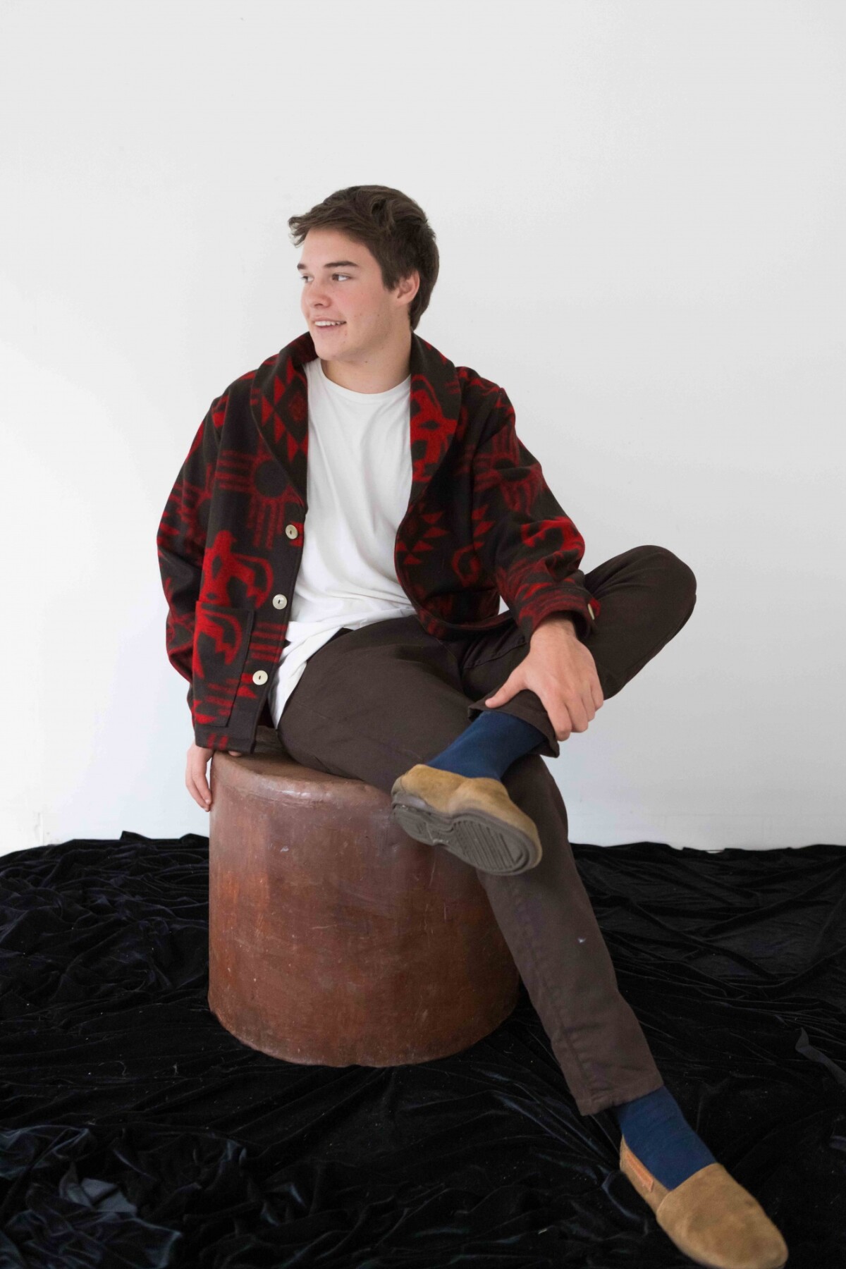 Navajo Cardigan Men Rojo / Negro