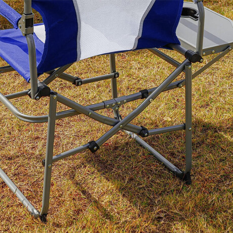 Silla Director Plegable Portable Acero c/ Mesa Playa Camping Azul