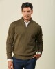 Buzo Lambswool Medio Cierre Verde