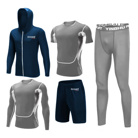 Conjunto Deportivo Termico X5 Psc Remera Calza Short Gris