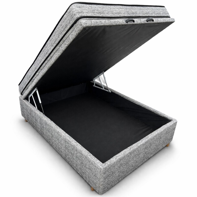 Conjunto de Sommier con Box Baúl 2 plazas capitoneado Gris Conjunto De Sommier Con Box Baúl 2 Plazas Capitoneado Gris