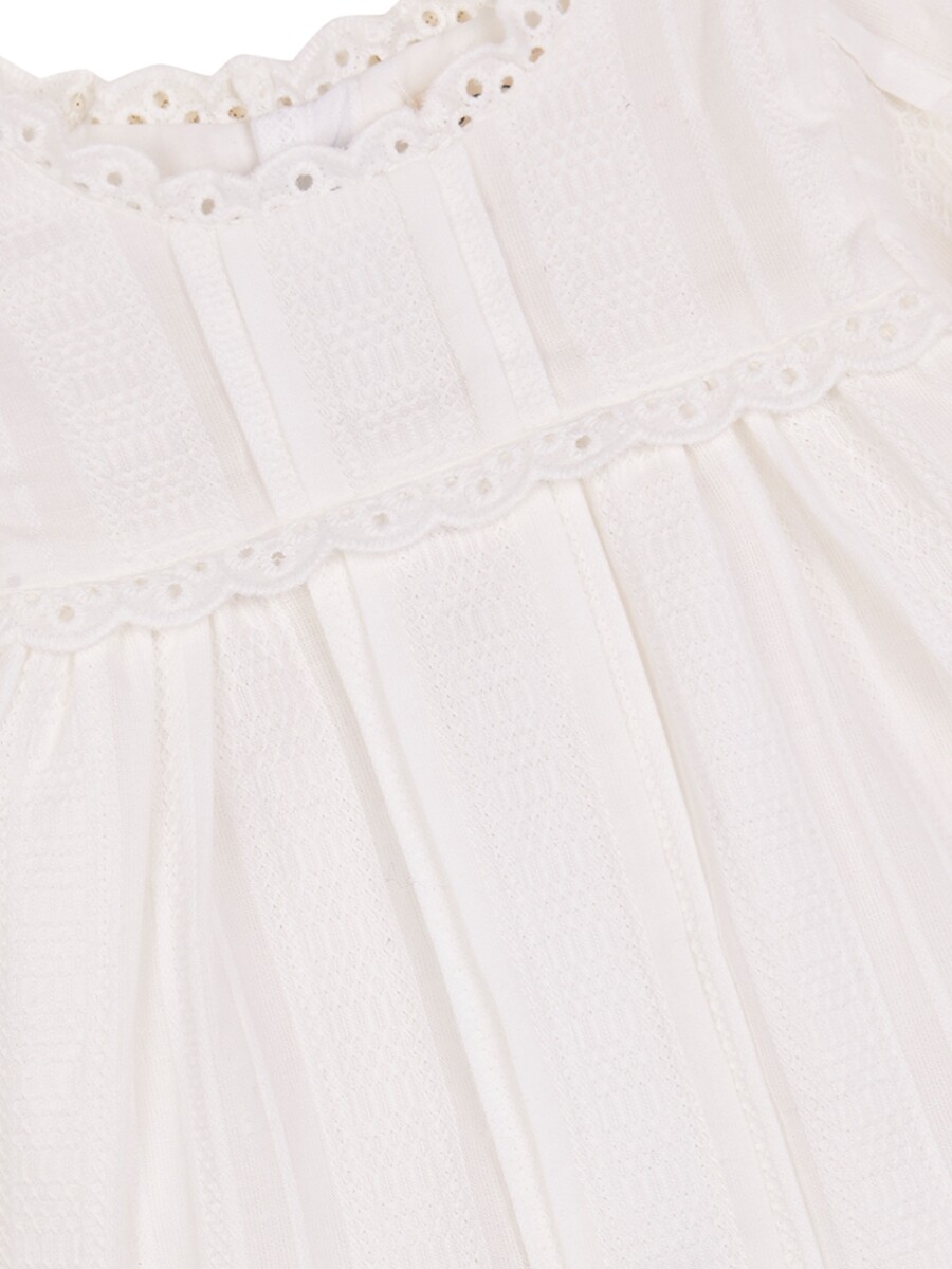 Vestido De Manga Larga Blanco Roto