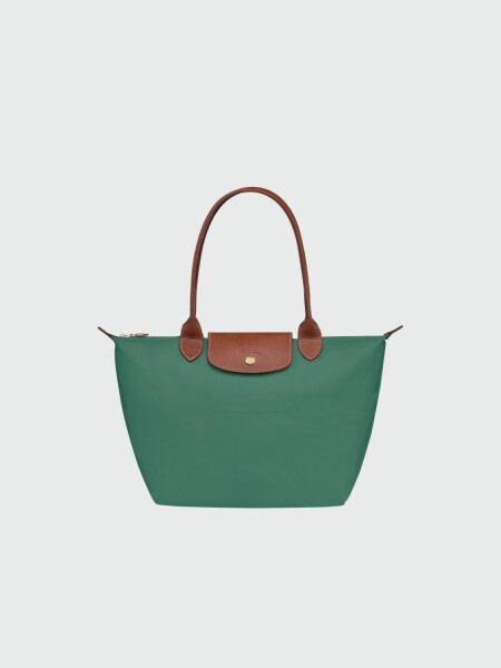 Longchamp -Cartera Longchamp plegable de nylon con cierre y asa larga, Le pliage M Verde