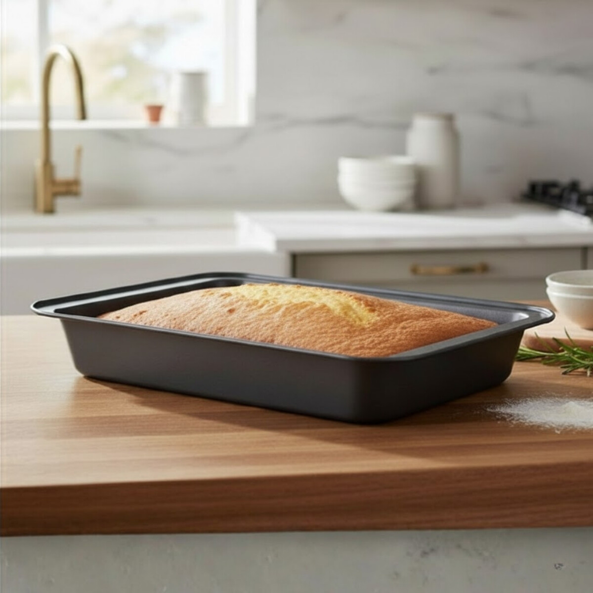 Asadera honda antiadherente rectangular 30x20x4 cm - GRIS 