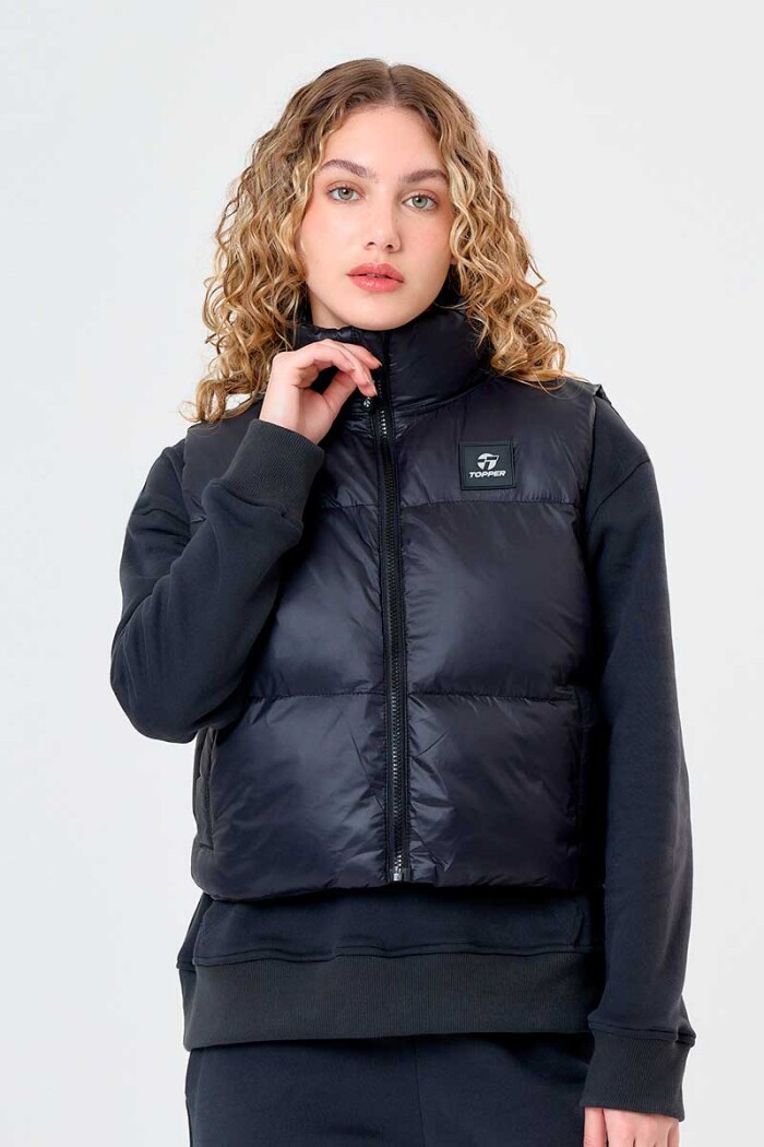 CHALECO MUJER TOPPER PUFFER CROPPED Negro
