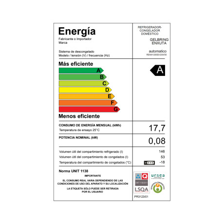 Refrigerador enxuta Frío Seco Inverter 199 Litros Inox Con Dispensador Inox