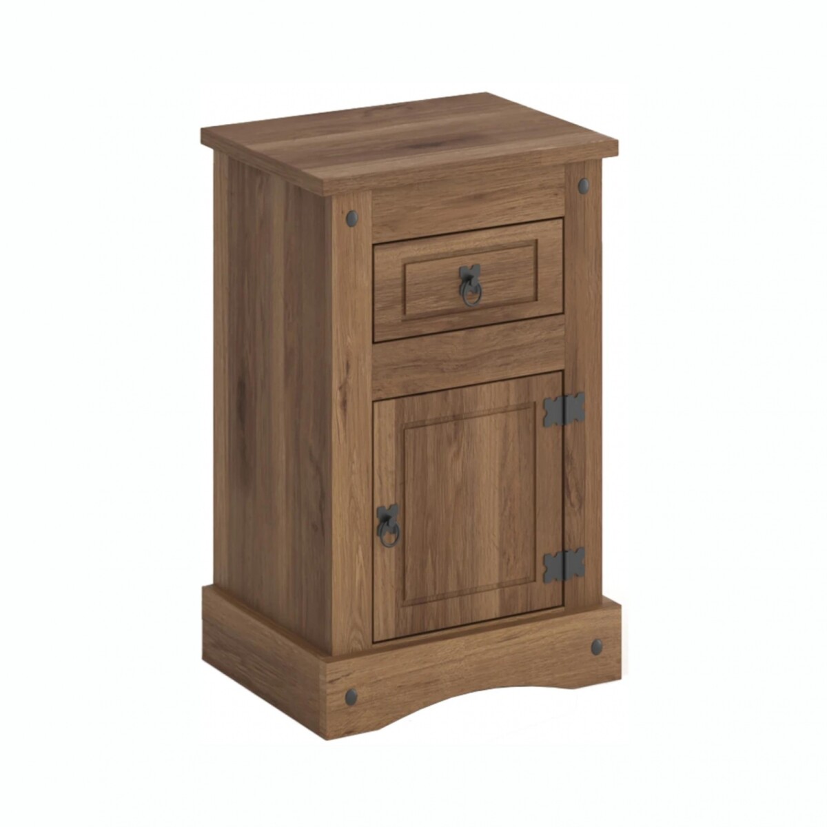 Mesa De Luz Estilo Mexicano RUSTICO Ecommerce 1 Puerta 1 Cajón - Nogal 