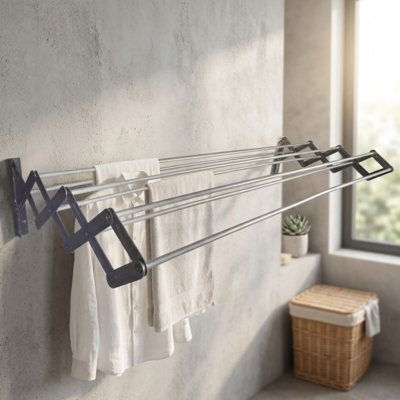 Tendedero plegable pared en aluminio 120 cm GRIS