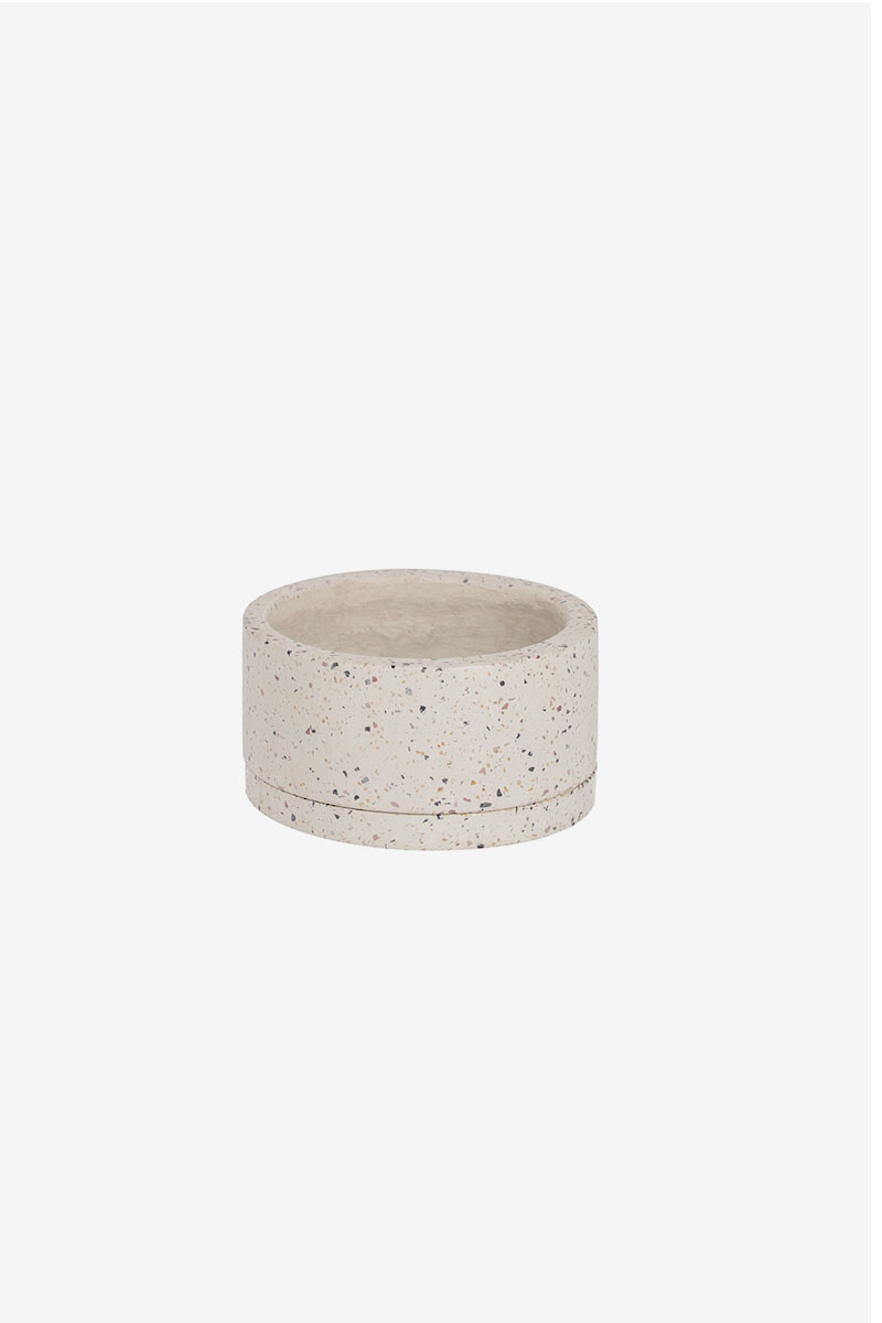 Maceta Lelis con plato terrazo blanco - Ø 30 cm. 