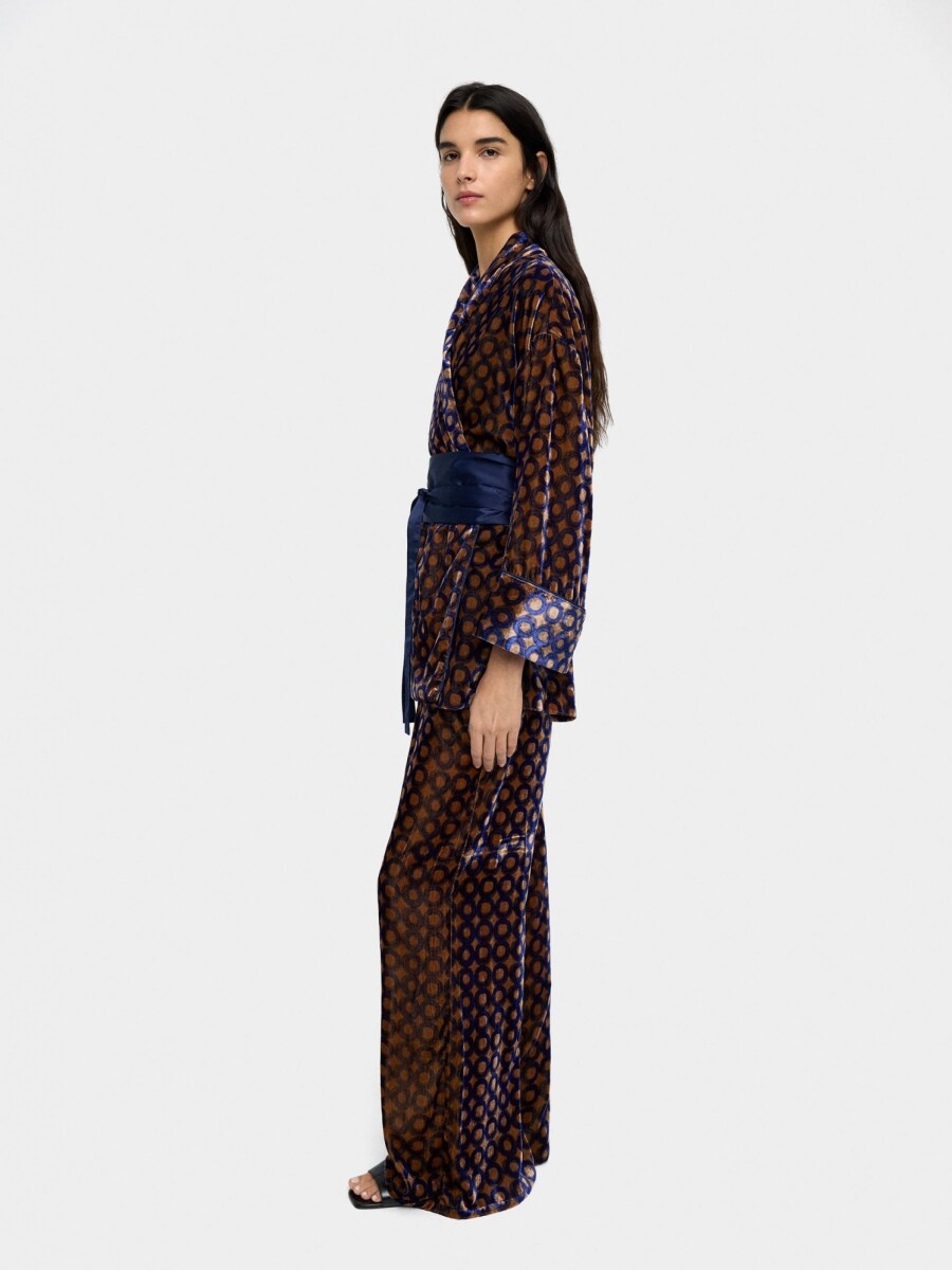 Kimono Aterciopelado Estampado De Círculos multicolor