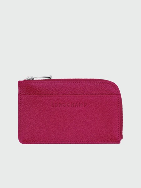 Longchamp - Tarjetero de cuero, Le Foulonné Fucsia