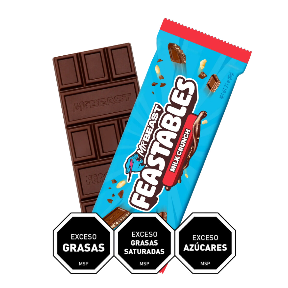 Tabla de Chocolate con leche con arroz extruido 60g - Mr Beast Feastables 