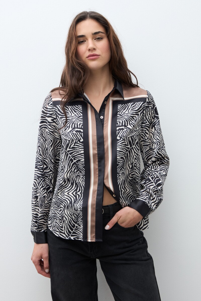Camisa animal print negro