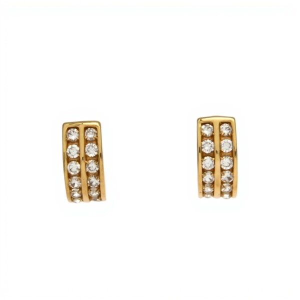 Caravanas Aros Zirconia doble fila y oro - Oro bajo - Zirconia- CA8149 conpiedra