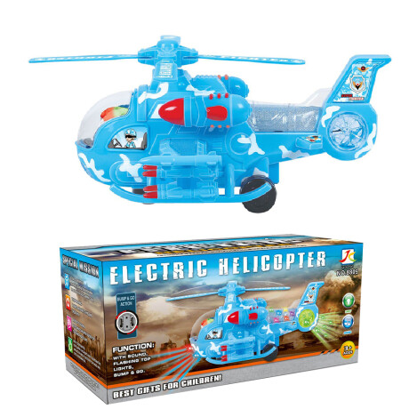 Helicoptero Azul Flash Con Luz Y Sonido Unica