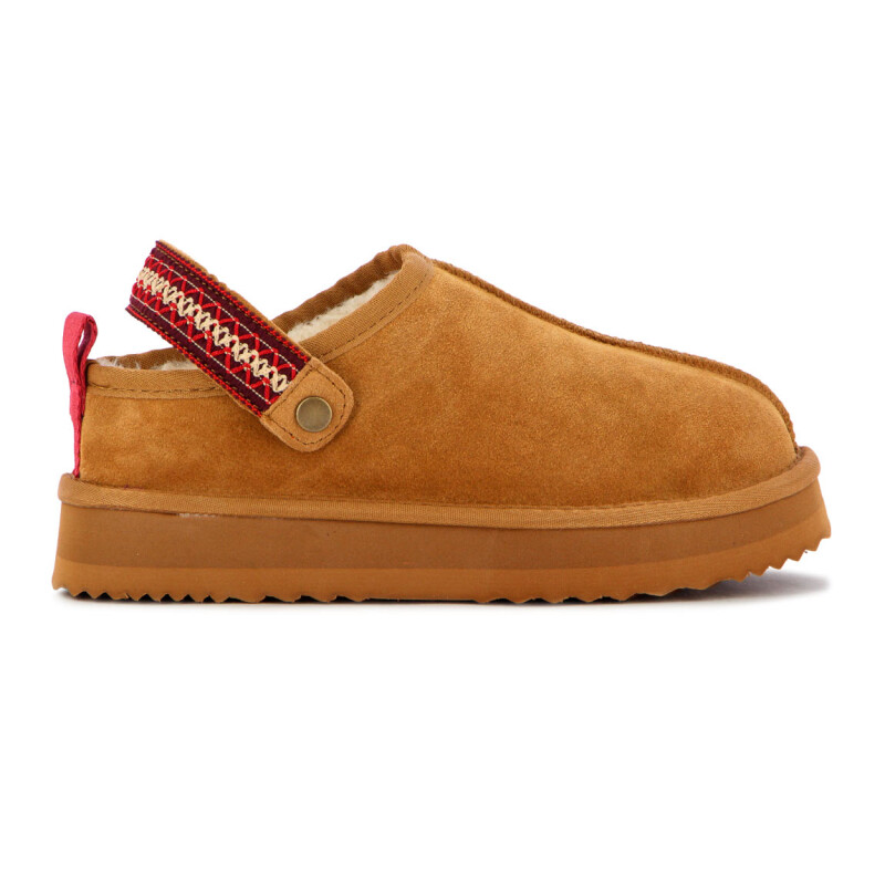 Country Zapato Pantufla Cuero / Peluche - Dama - Camel Camel