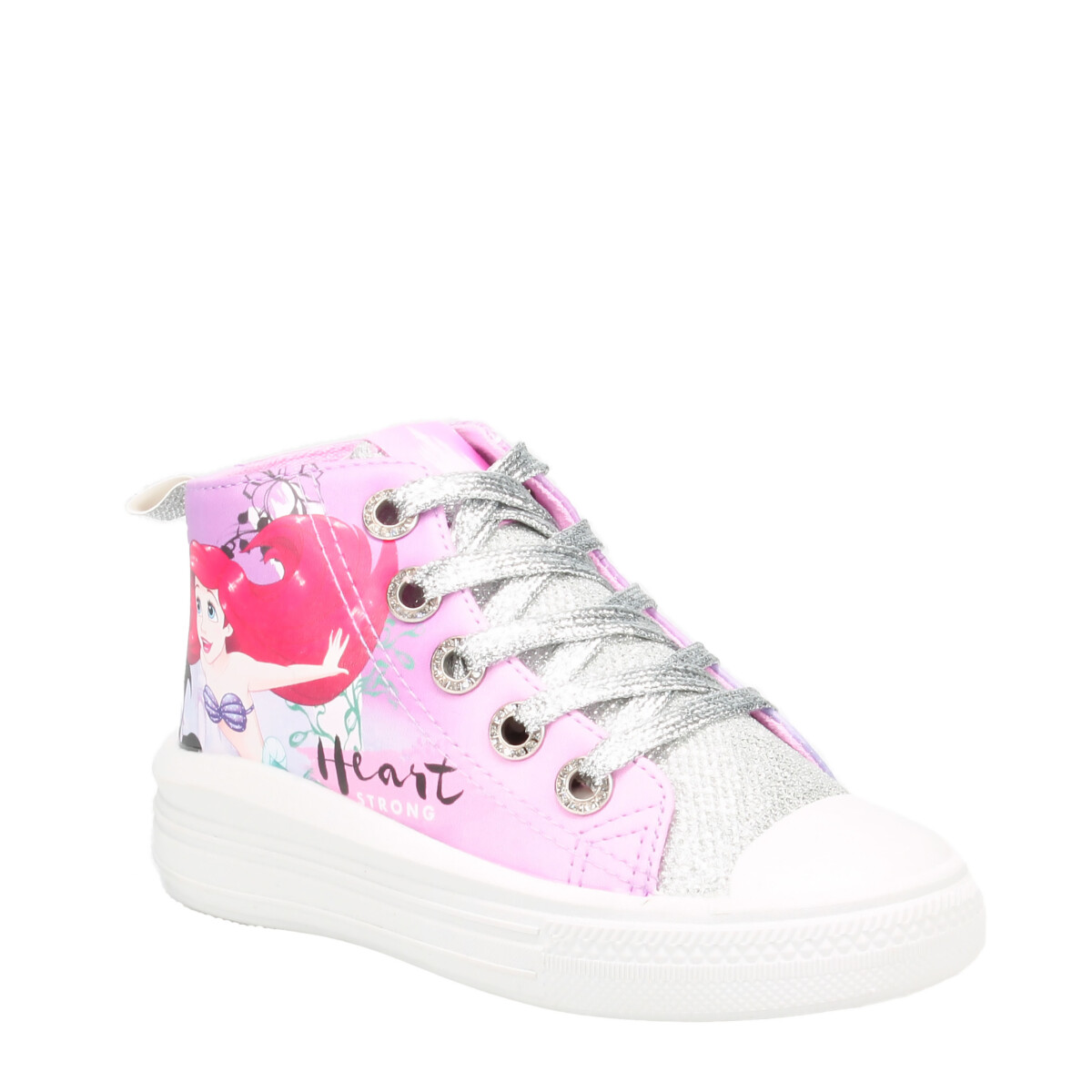 Championes Infantiles Disney Bota Princesa Heart Plataforma - Rosado - Violeta - Plateado 