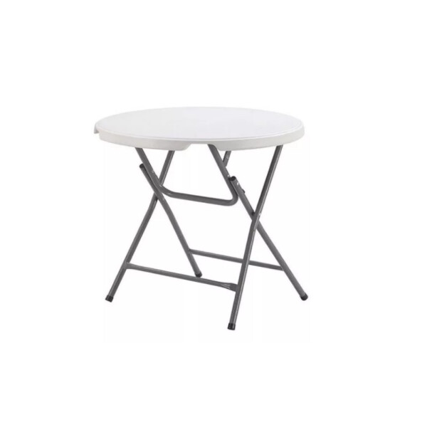 MESA REDONDA PLEGABLE BASE DE METAL 80 CM BLANCO