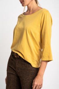 Remera Lavada Manga 3/4 Amarillo Pastel