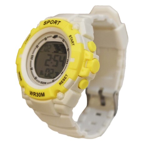 Reloj Deportivo de Pulsera Waterproof Pantalla Luz Unisex Amarillo/blanco