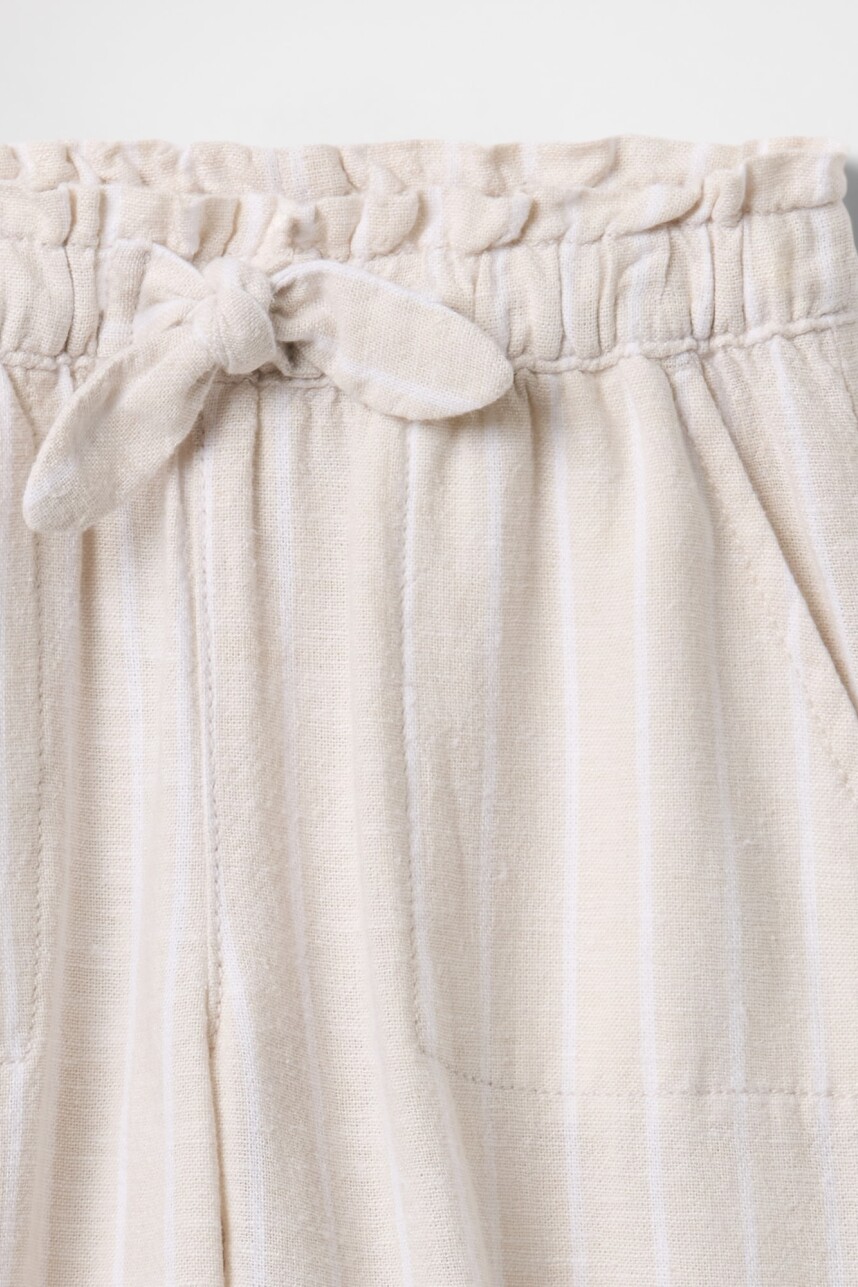 Pantalón De Lino Toddler Niña Beige Stripe