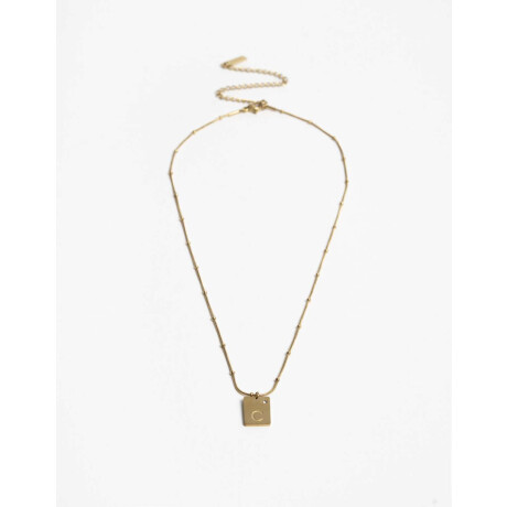 Cadena Corta Dije ''c'' Acero Dorado