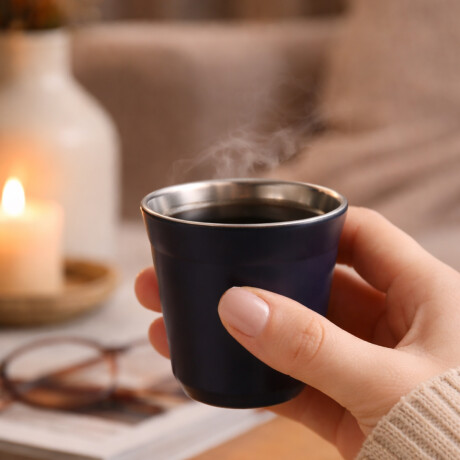 Taza pocillo de acero doble pared - 80ml Azul