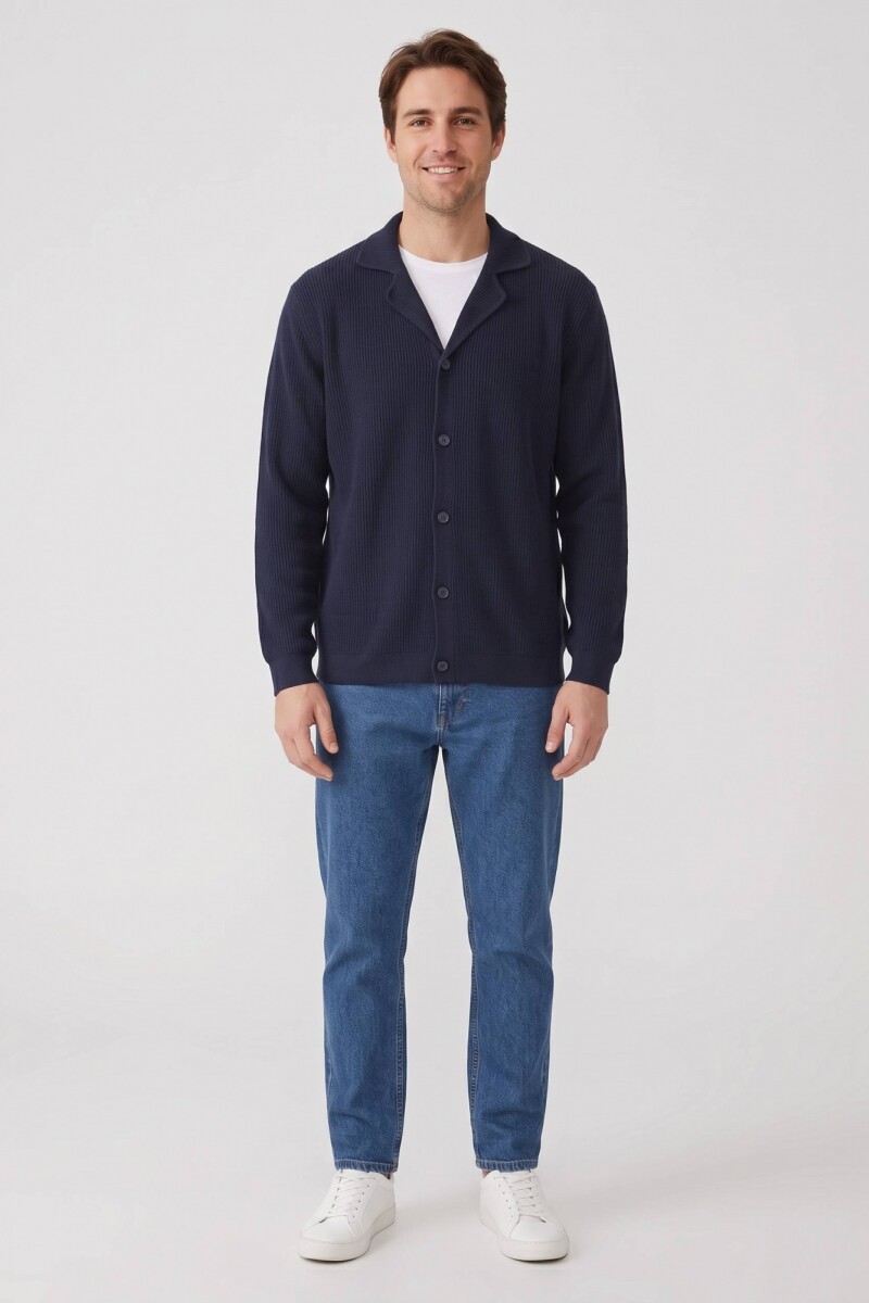 Cardigan tejido cuello solapa AZUL MARINO