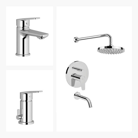 JUEGO DE GRIFERIA LAVATORIO BIDET DUCHA BRILLO LINEA BLEST CROMO
