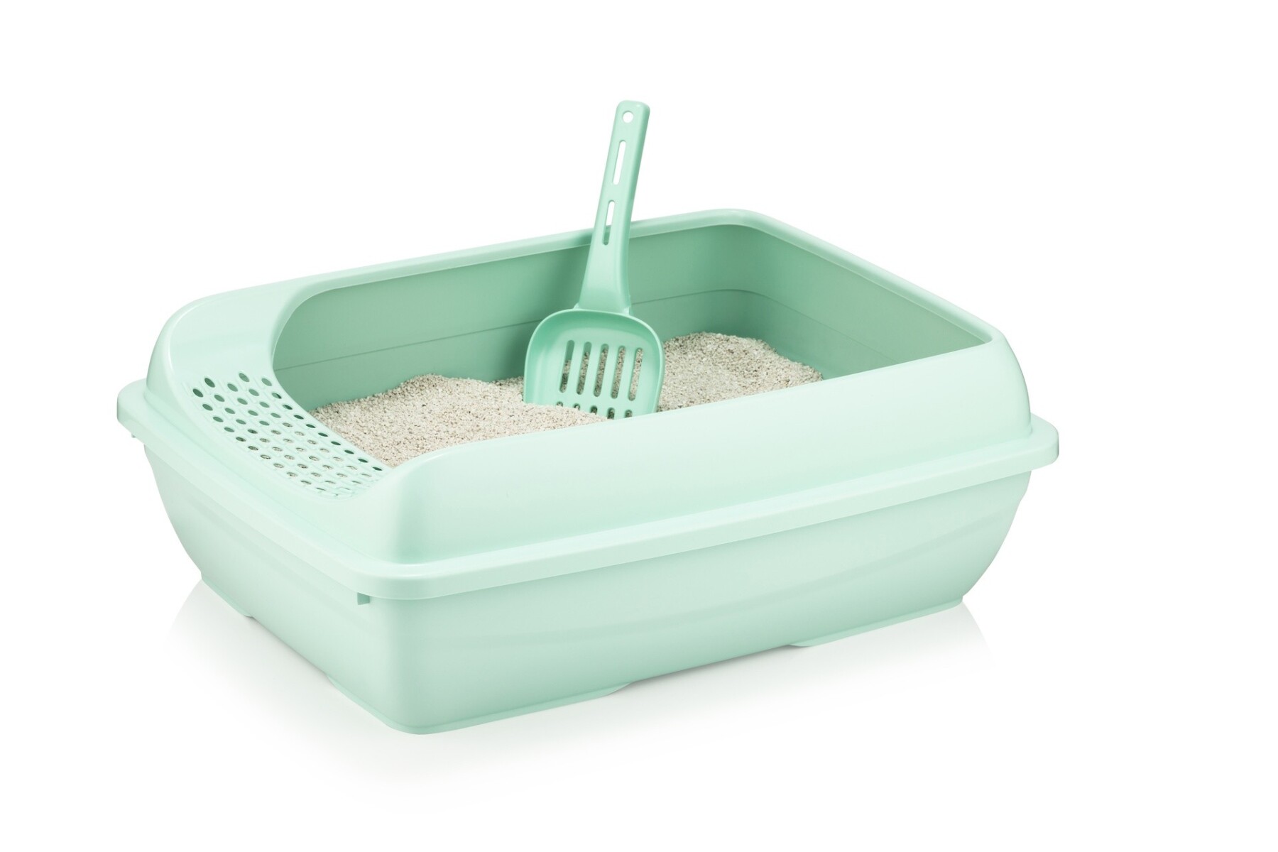 5098 CAT LITTER TRAYWITH STRAINER SOFT GREEN 