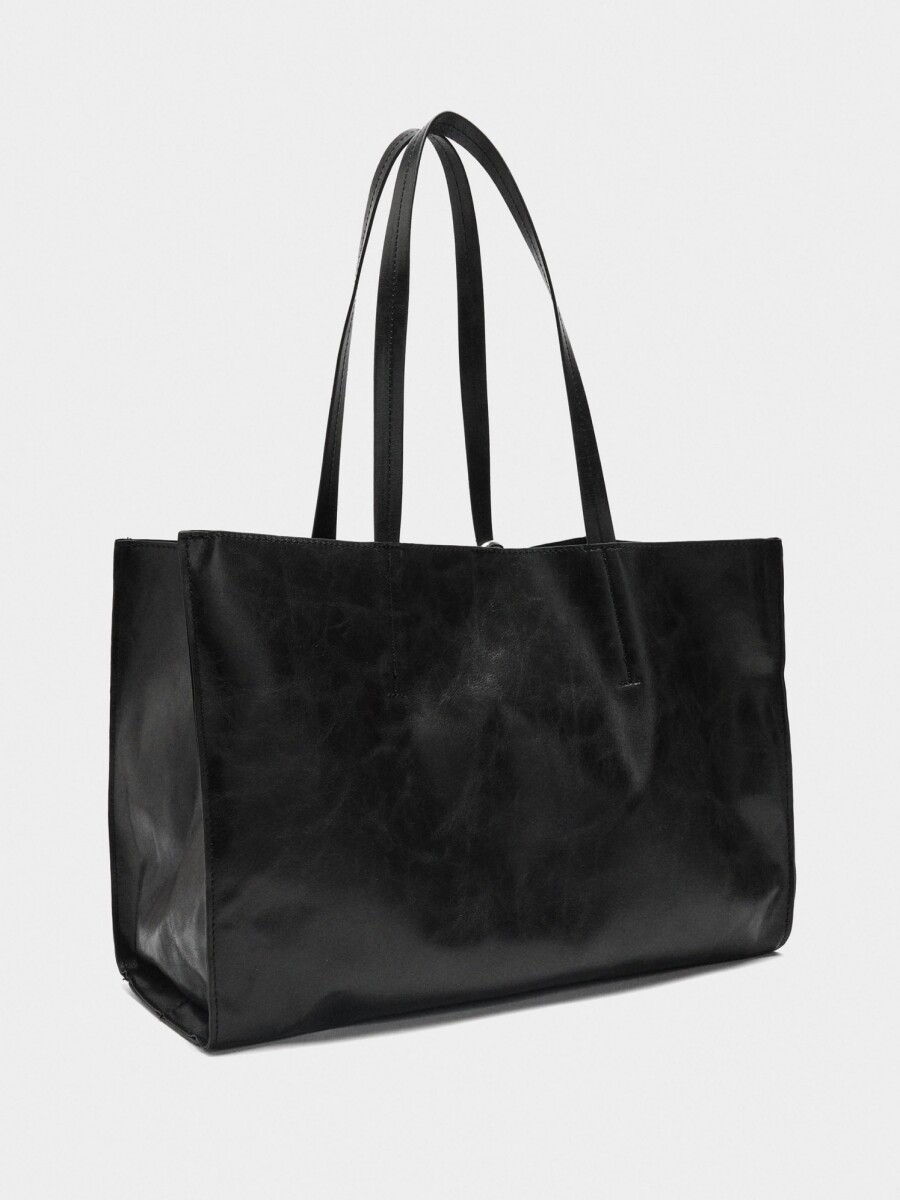 Bolso Shopper Con Colgante negro