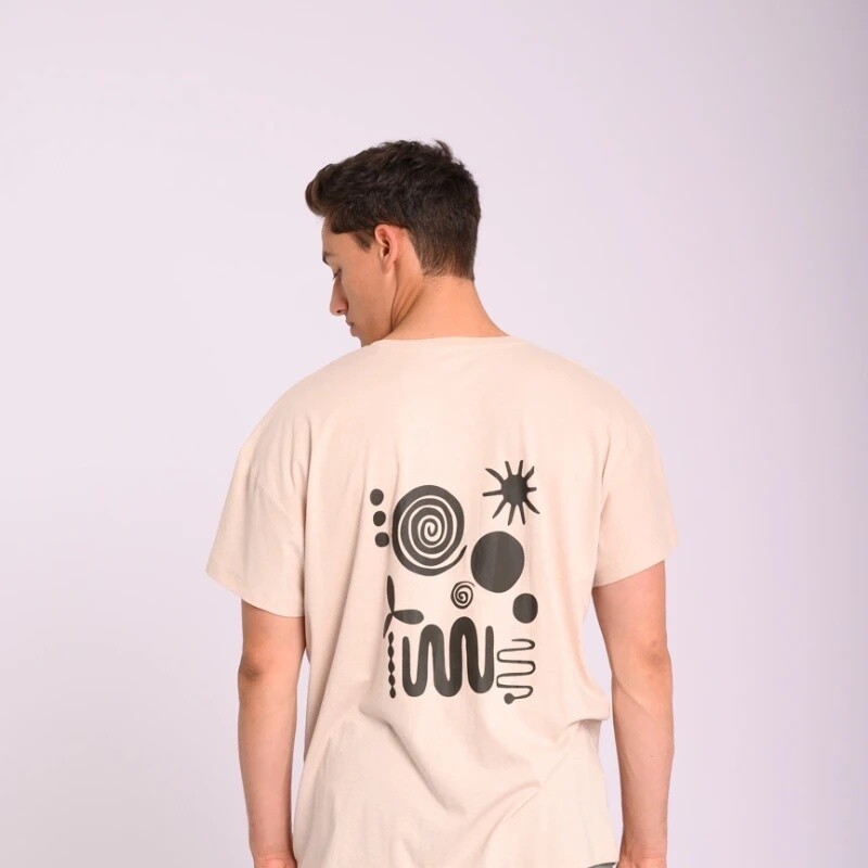 Remera Hombre M/Corta Alg.C/Estampa Canva S-XXL Crudo