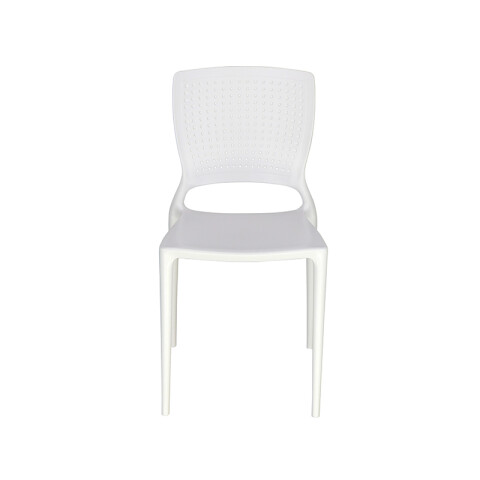 Silla apilable blanca "SAFIRA" con respaldo calado TD0585