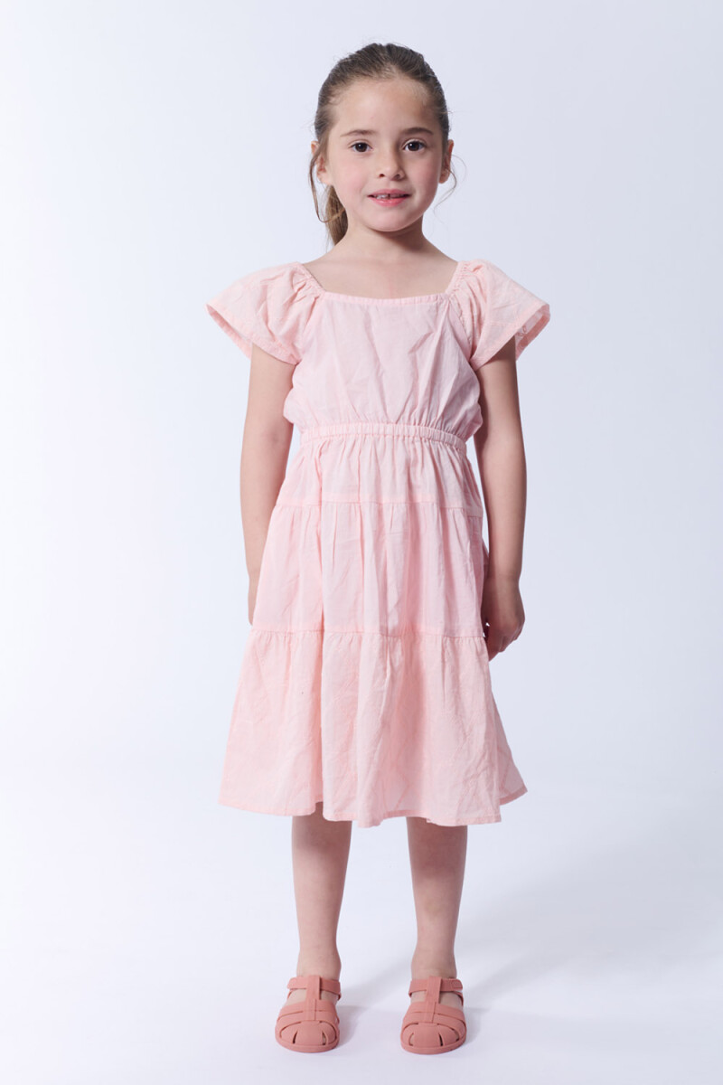Vestido broderie espalda abierta - Rosa 