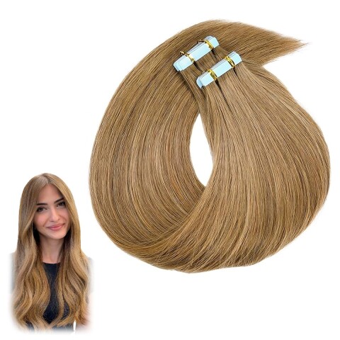 Extensiones Adhesivas Cabello Pelo Natural 40ud 60cm Largo Color Variante Rubio Oscuro