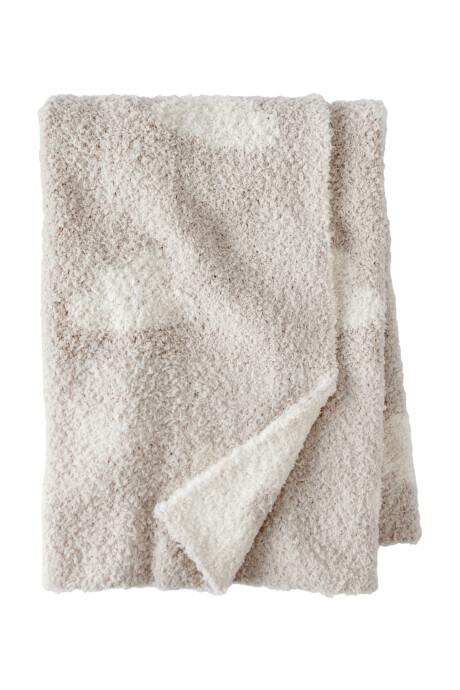 Manta de peluche, beige, diseño nubes Sin color