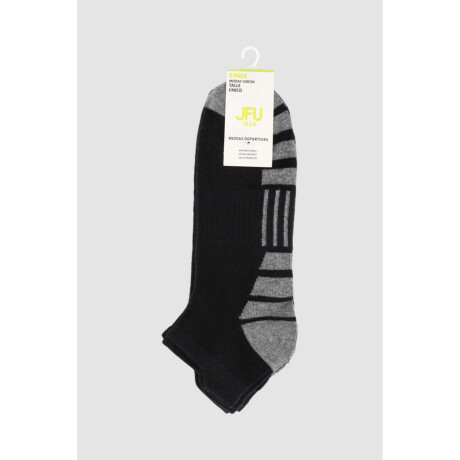 Pack x3 medias cortas con diseño deportivo Negro