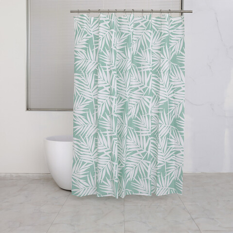 Cortina Baño Bukara con Argollas 180 x 180 cm 275 HOJAS MENTA