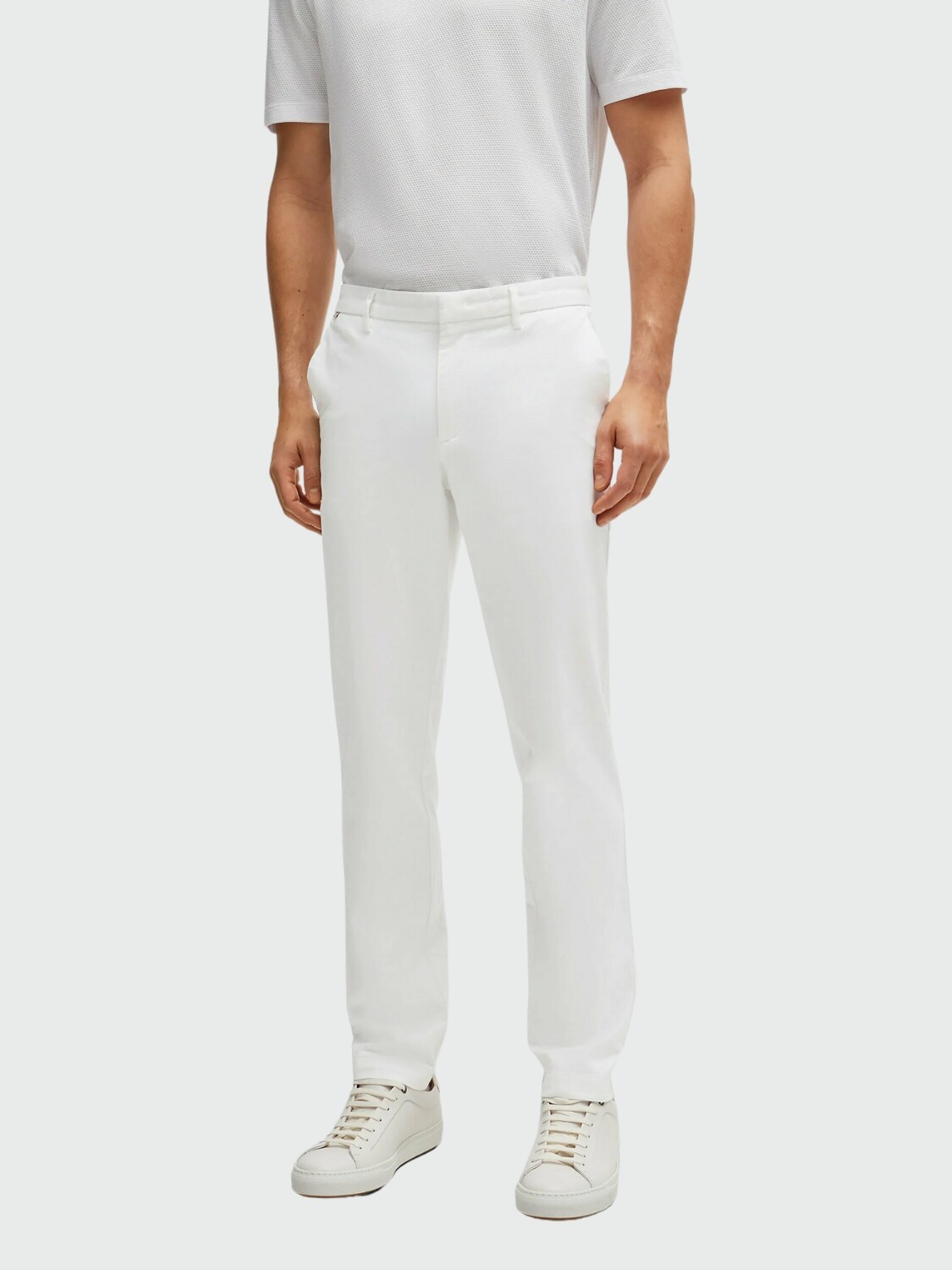 HUGO BOSS Chinos Slim-Fit en Gabardina de Algodón Elástico Blanco