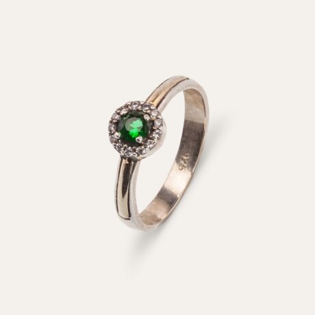 Anillo Lady Di Green - Plata y Oro Anillo Lady Di Green - Plata y Oro