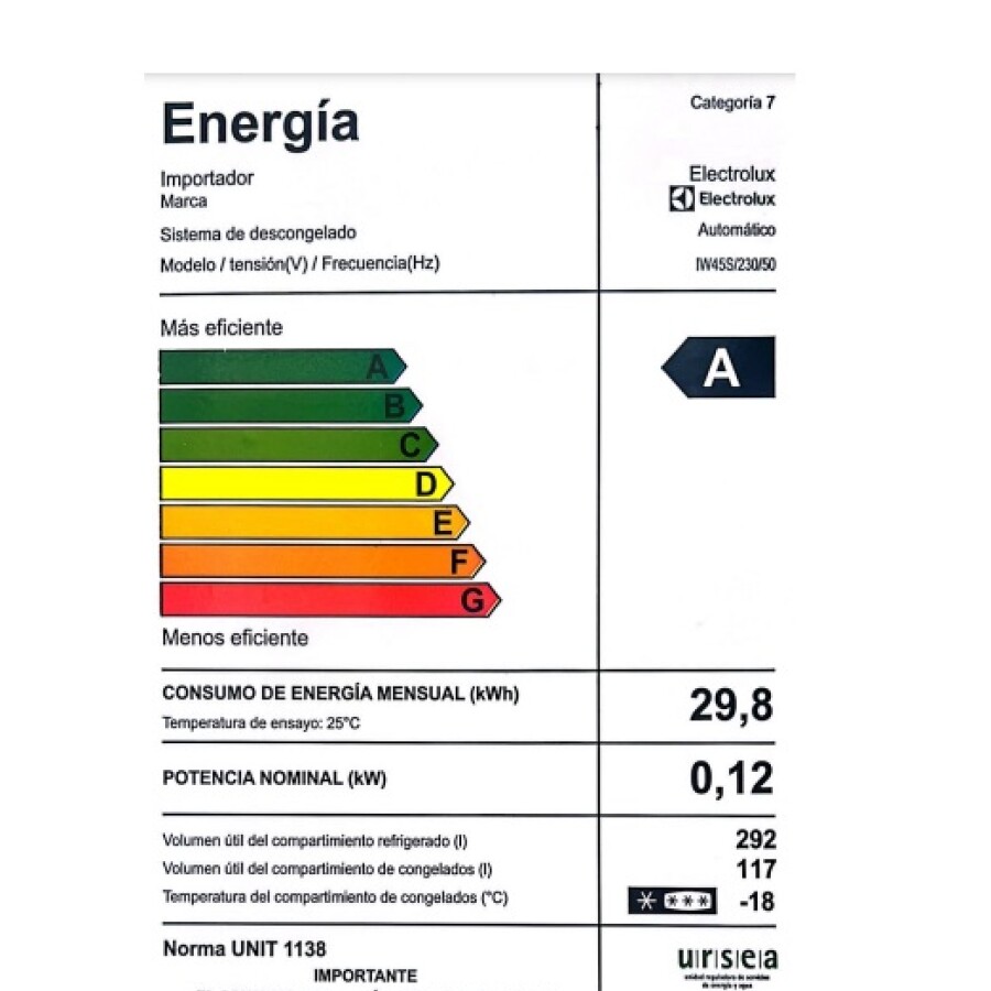 Heladera Frío Seco 409 L Electrolux IW45S Heladera Frío Seco 409 L Electrolux IW45S