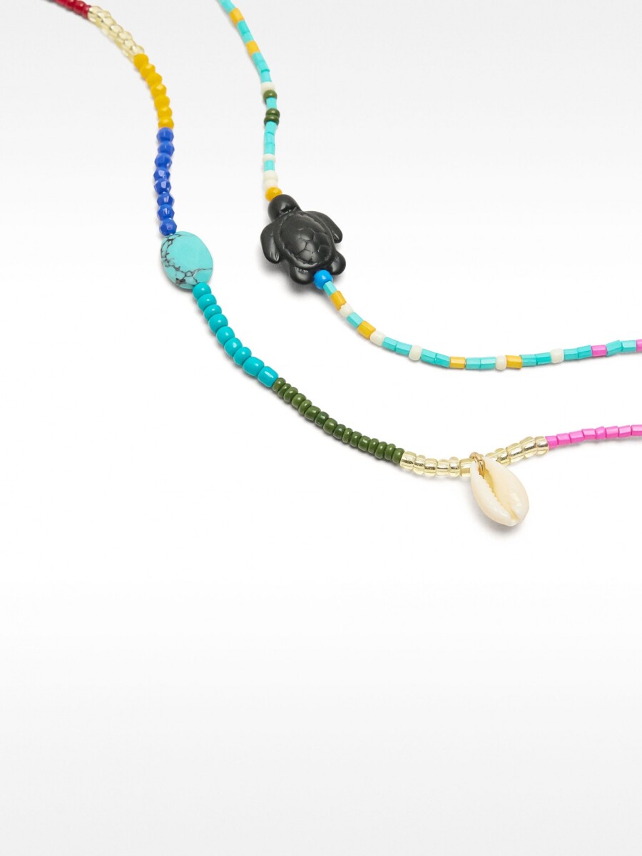Set De Collares Multicolor Con Colgante De Tortuga multicolor