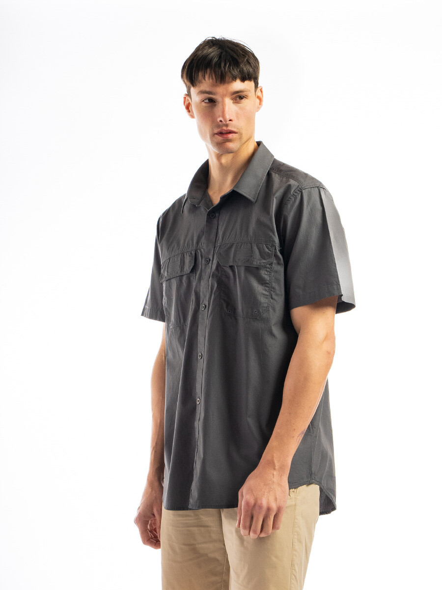 Camisa Fishing Manga Corta - Gris Oscuro 