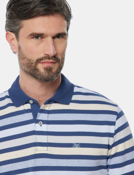 REMERA POLO RAYADA Azul