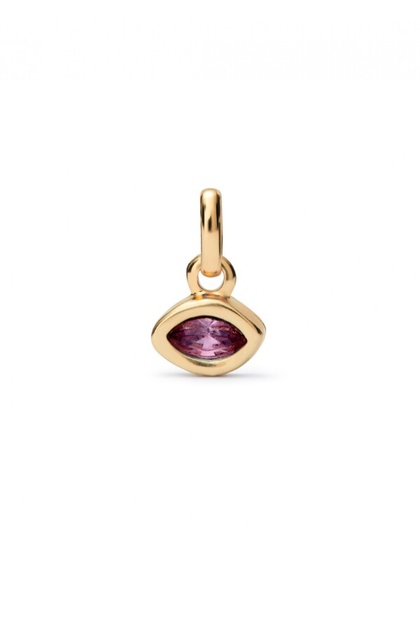 CHARM BAÑADO EN ORO 18K CON CRISTAL ROSA. Charm