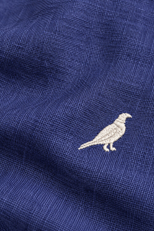 Camisa Lino Hudson Collar Dark Blue