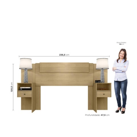 Respaldo y 2 Mesas de Luz Ajustables para Camas de 2 Plazas / Queen - Castaño Respaldo y 2 Mesas de Luz Ajustables para Camas de 2 Plazas / Queen - Castaño
