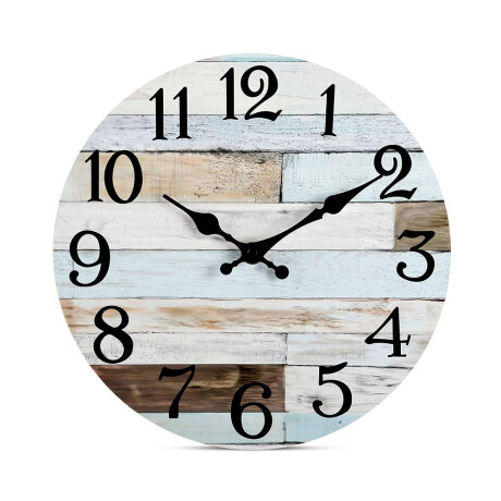 Reloj De Pared Vintage Madera Celeste